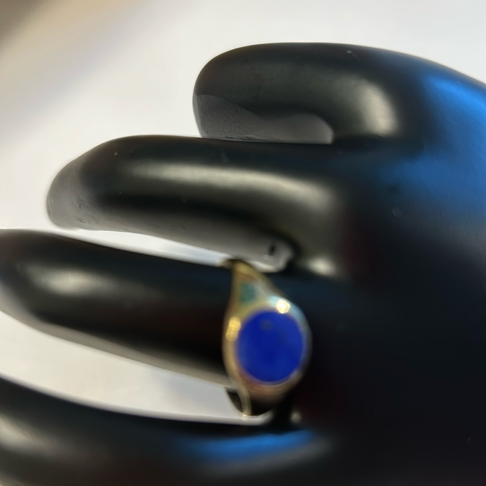 Lapis Gold Plated Signet Ring size 7.5
